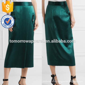 New Fashion Wrap-effect Silk-satin Midi Skirt DEM/DOM Manufacture Wholesale Fashion Women Apparel (TA5104S)
